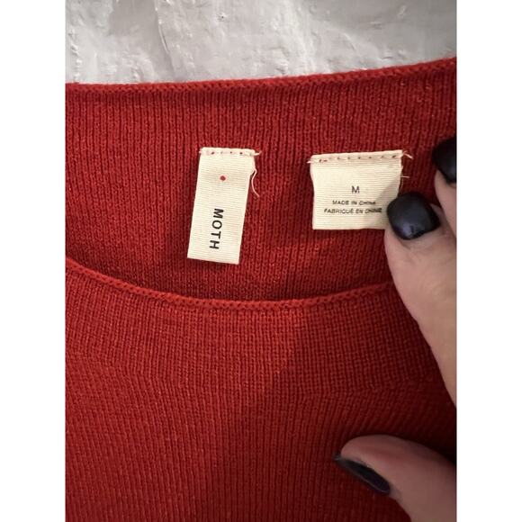MOTH Dress Womens Medium Cherry Red Chester Bell Sleeve Sweater Anthropologie - Picture 4 of 8